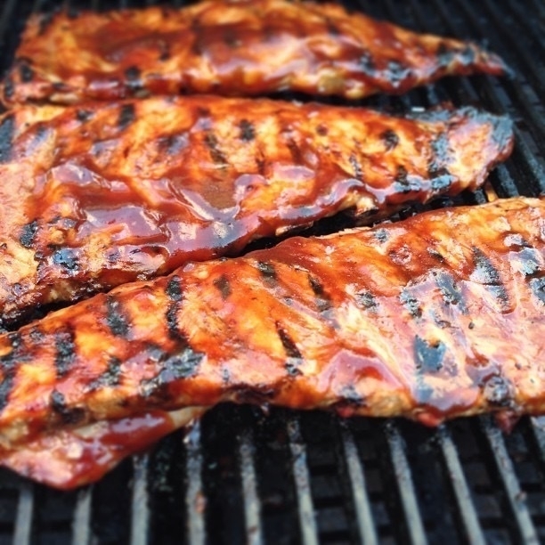 Pork ribs on a BBQ