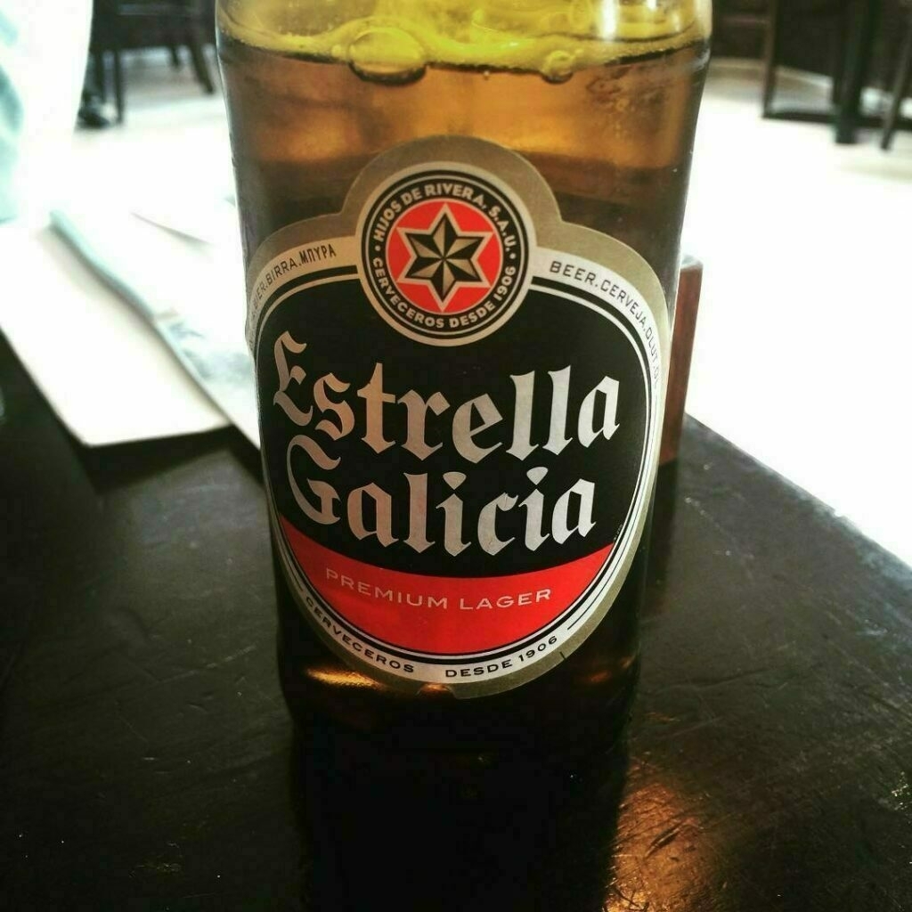 a bottle of Estrella Galicia beer at Bocados Spanish Kitchen